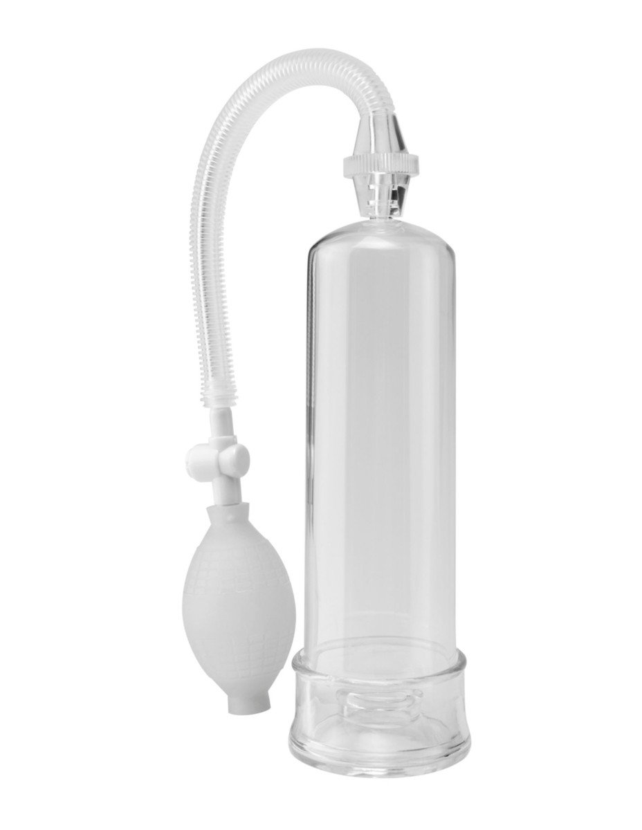 Pipedream Pump Worx Beginner’s Power Pump Clear, průhledná vakuová pumpa na penis 20 x 6,6 cm