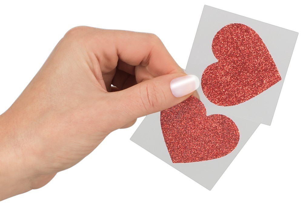 Cottelli Collection Nipple Sticker Heart, červené samolepky na bradavky ve tvaru srdíček 2 ks