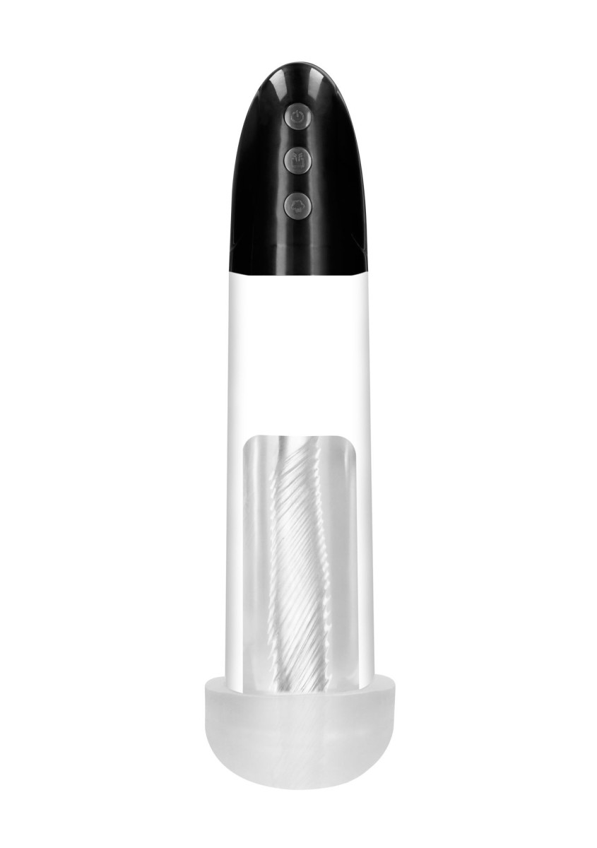 Shots Pumped Rechargeable Automatic Cyber Pump with Sleeve Transparent, elektronická vakuová pumpa s masturbační vložkou 31 x 7 cm