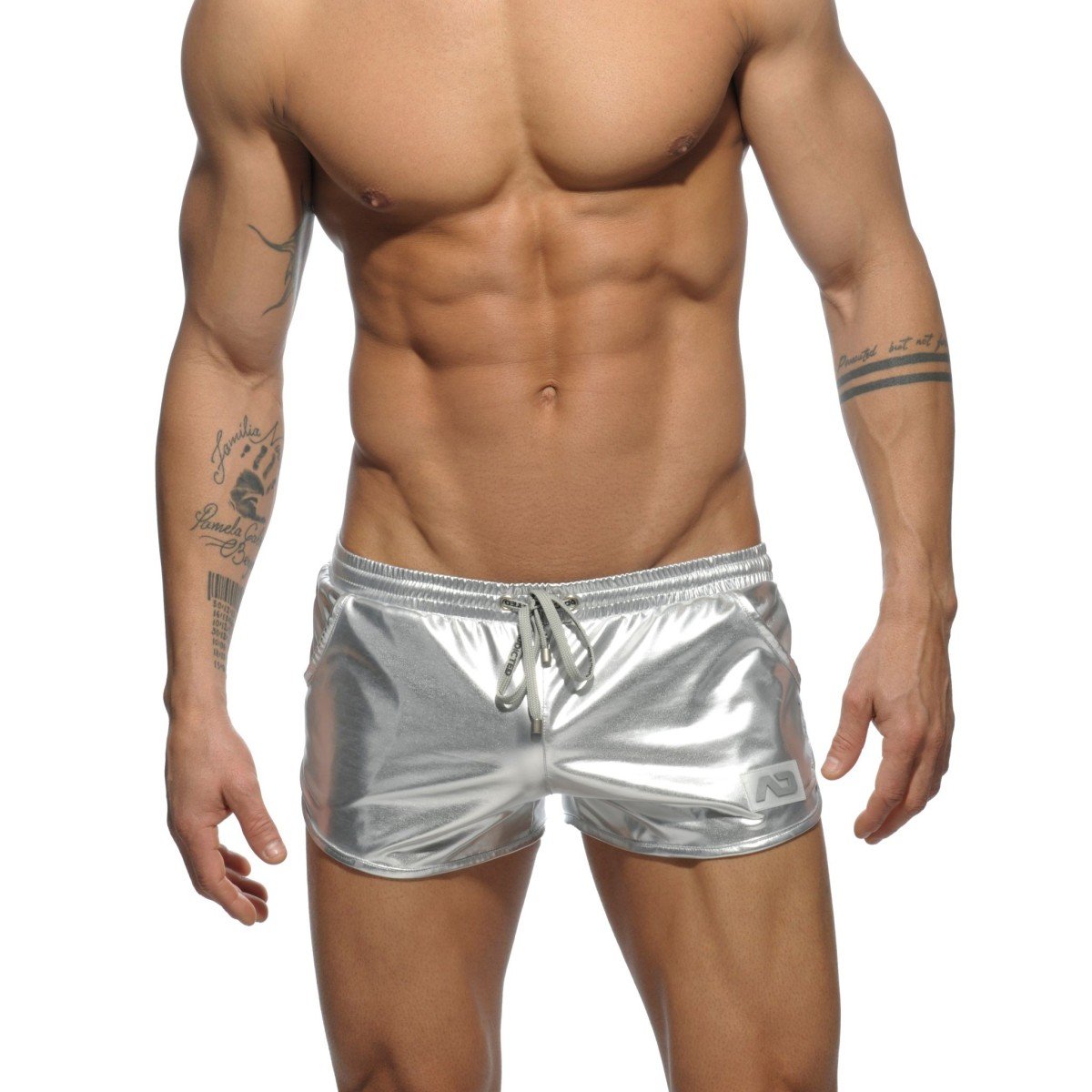 Šortky Addicted AD562 Metallic Short stříbrné XL, pánské šortky