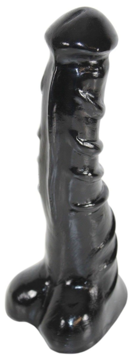 Monster Toys Basilic, černé vinylové dildo 25 x 4,5–6 cm