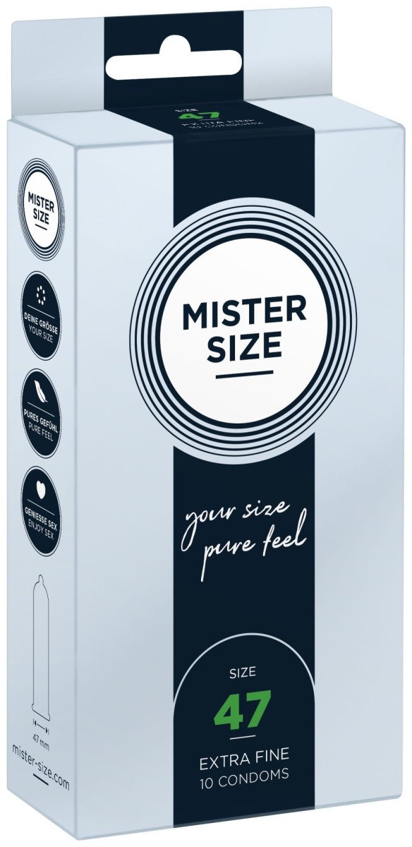 Kondomy Mister Size 10 ks 47 mm, kondomy s nominální šířkou 47–69 mm