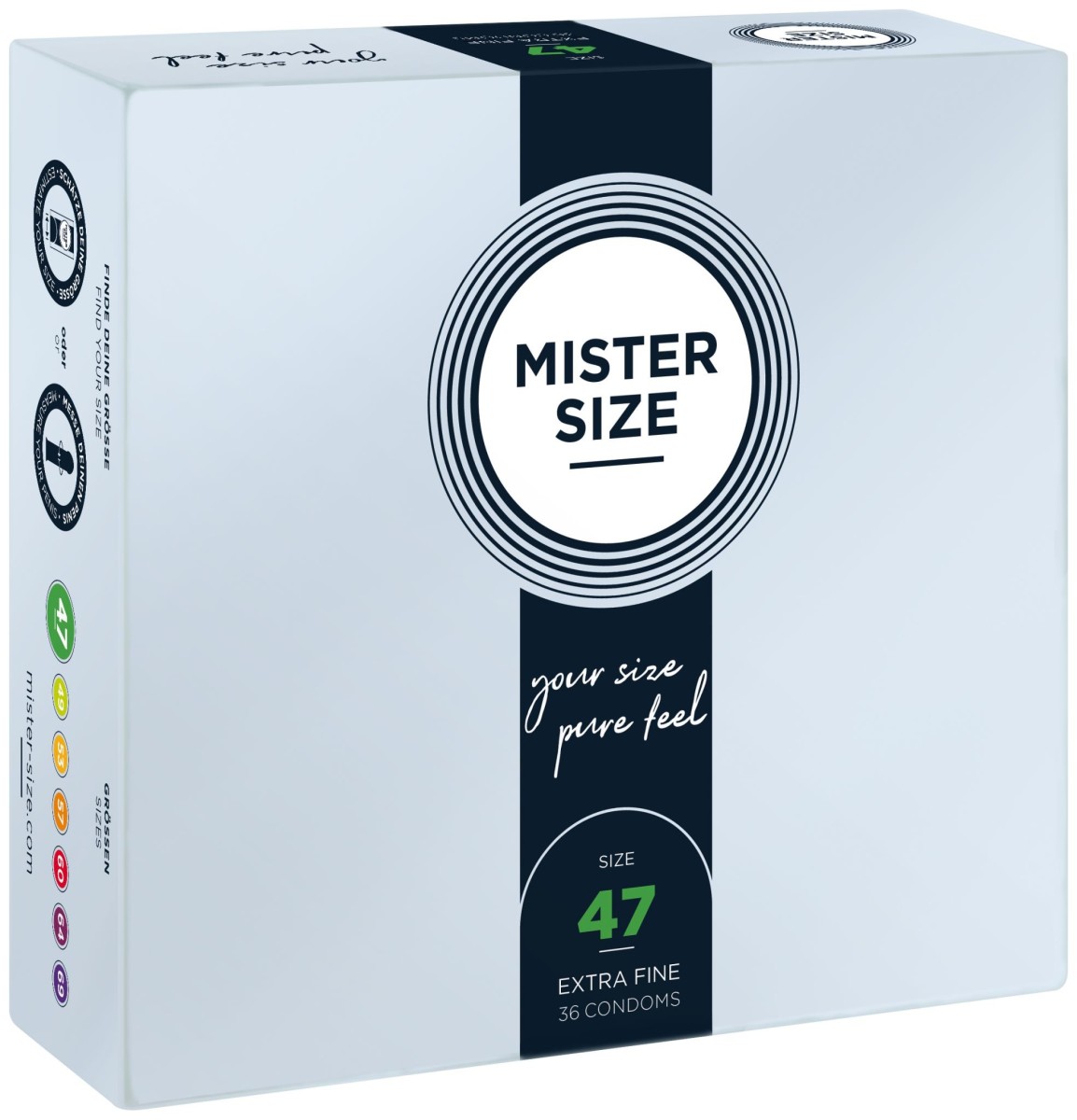 Kondomy Mister Size 36 ks 47 mm, kondomy s nominální šířkou 47–69 mm