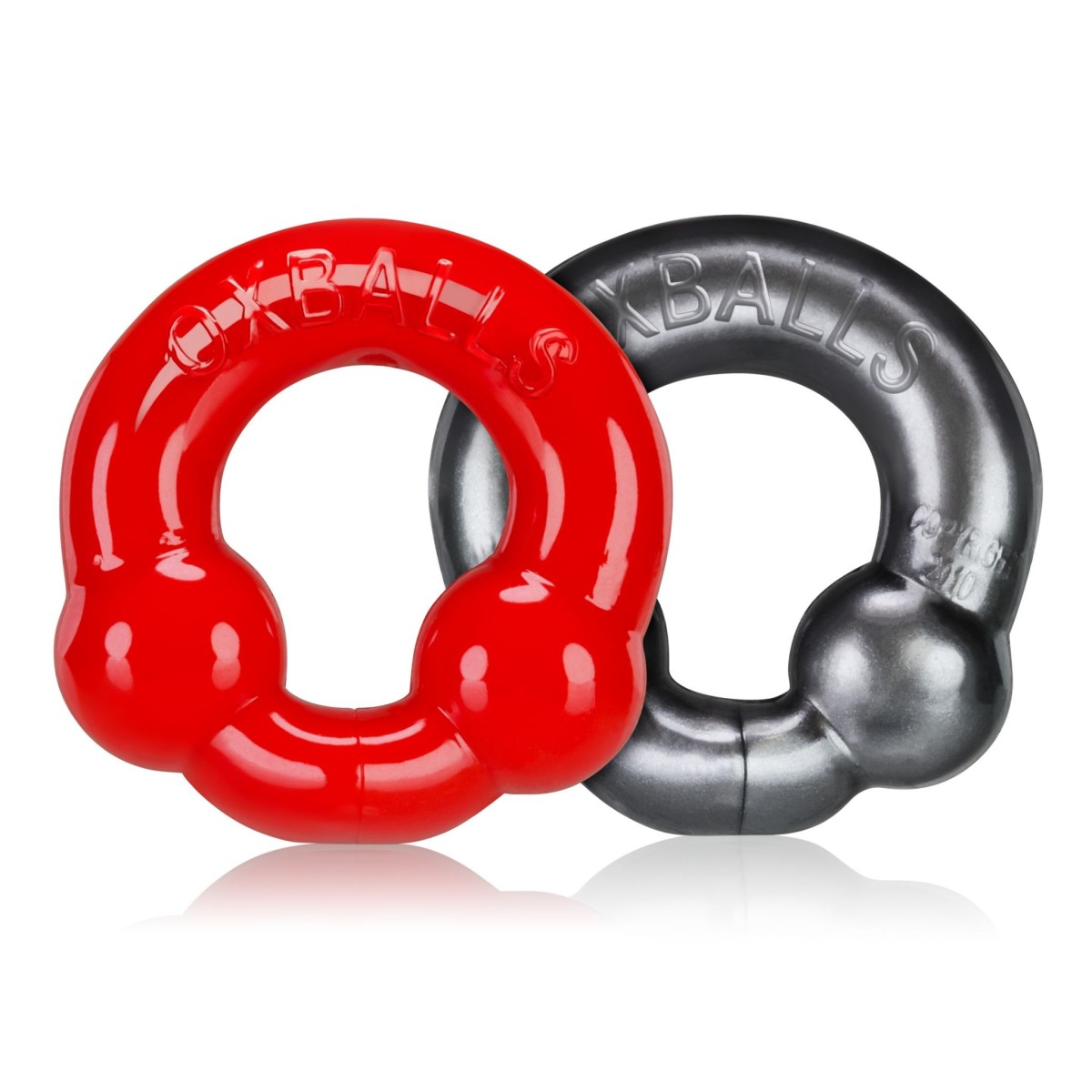 Oxballs Ultraballs 2-Pack Cockring Steel & Red, sada 2 ks elastických erekčních kroužků