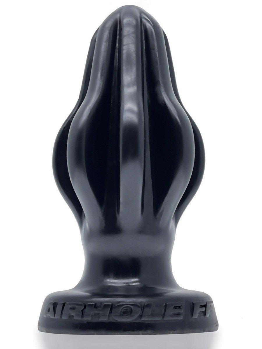 Anální kolík Oxballs Airhole-1 Finned černý, silikonový anální kolík 10 x 4,4 cm