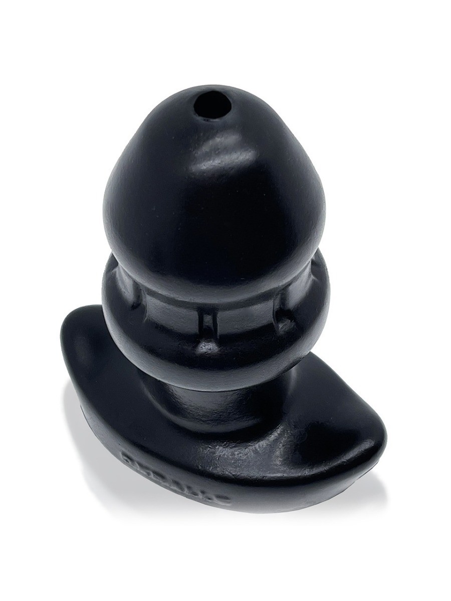 Oxballs Drain-O Flow-Thru Plug Large, černý silikonový anální kolík 13 x 6,5 cm