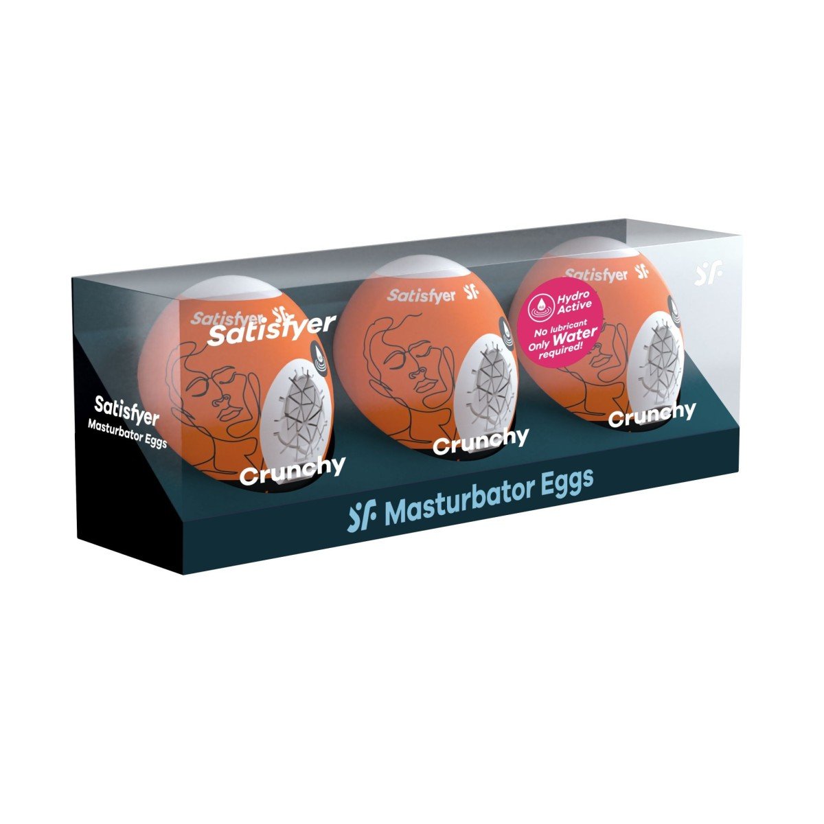 Satisfyer Masturbator Egg 3-Piece Set Crunchy, 3 masturbátory se stimulační texturou