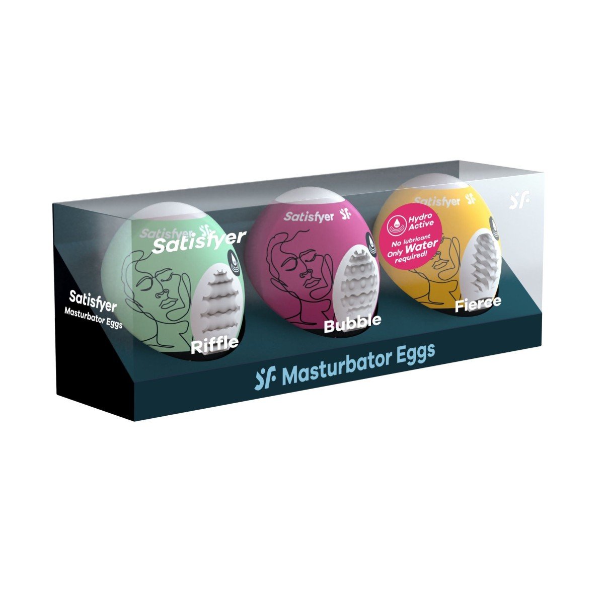 Satisfyer Masturbator Egg 3-Piece Set Riffle, Bubble, Fierce, 3 masturbátory se stimulační texturou