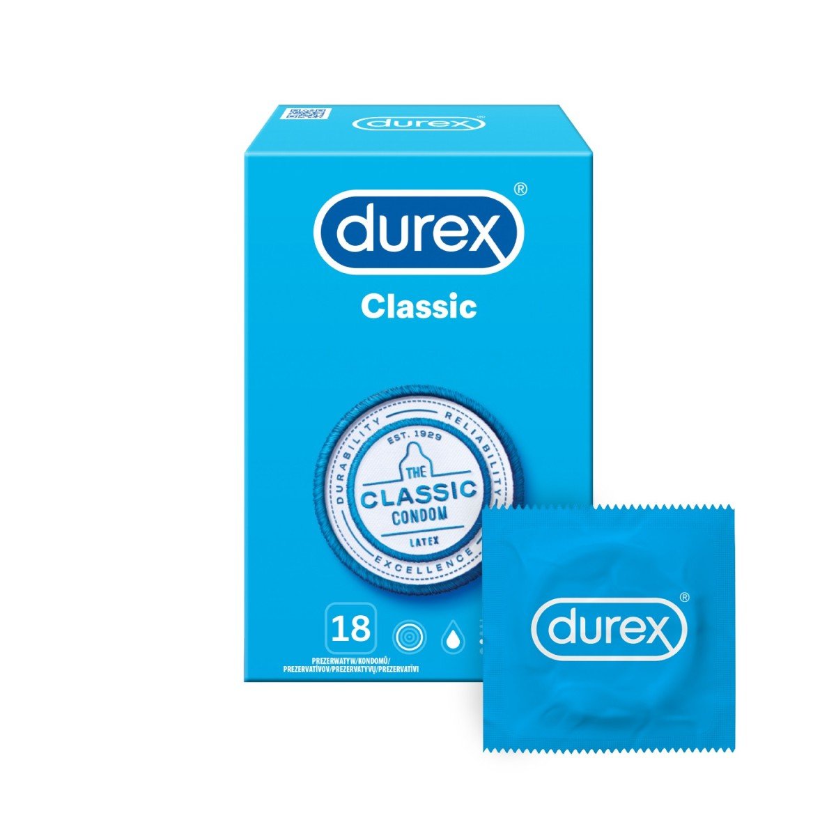 Durex Classic 18 ks, klasické latexové kondomy