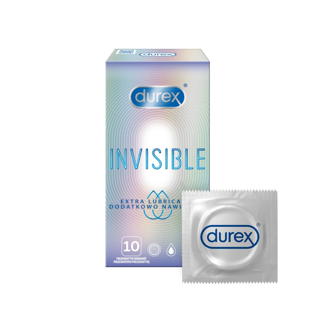Durex Invisible Extra Thin Extra Lubricated 10 ks, nejtenčí extra lubrikované kondomy