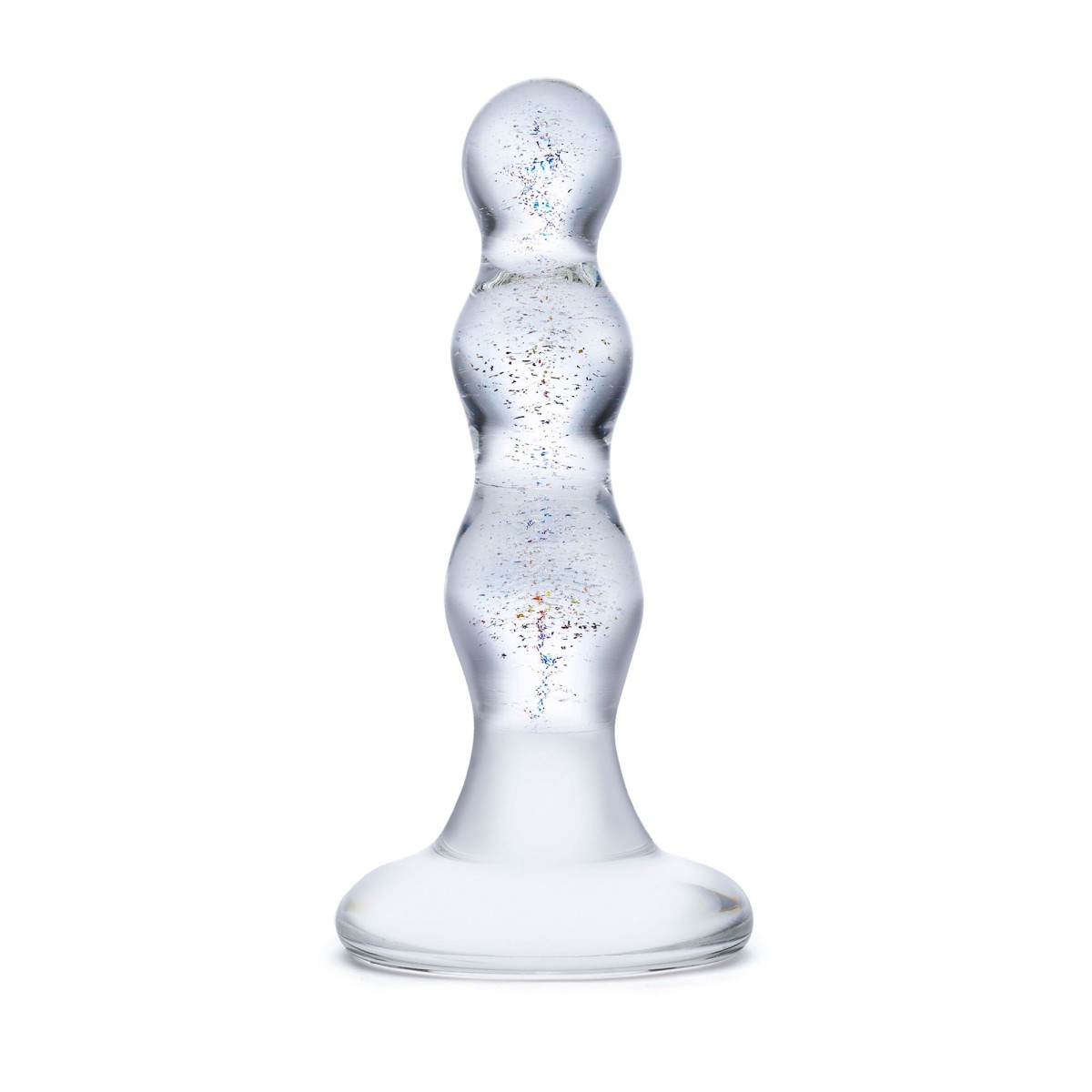 Gläs Triple Play Beaded Butt Plug, skleněný anální kolík 10 x 1,9–2,4 cm