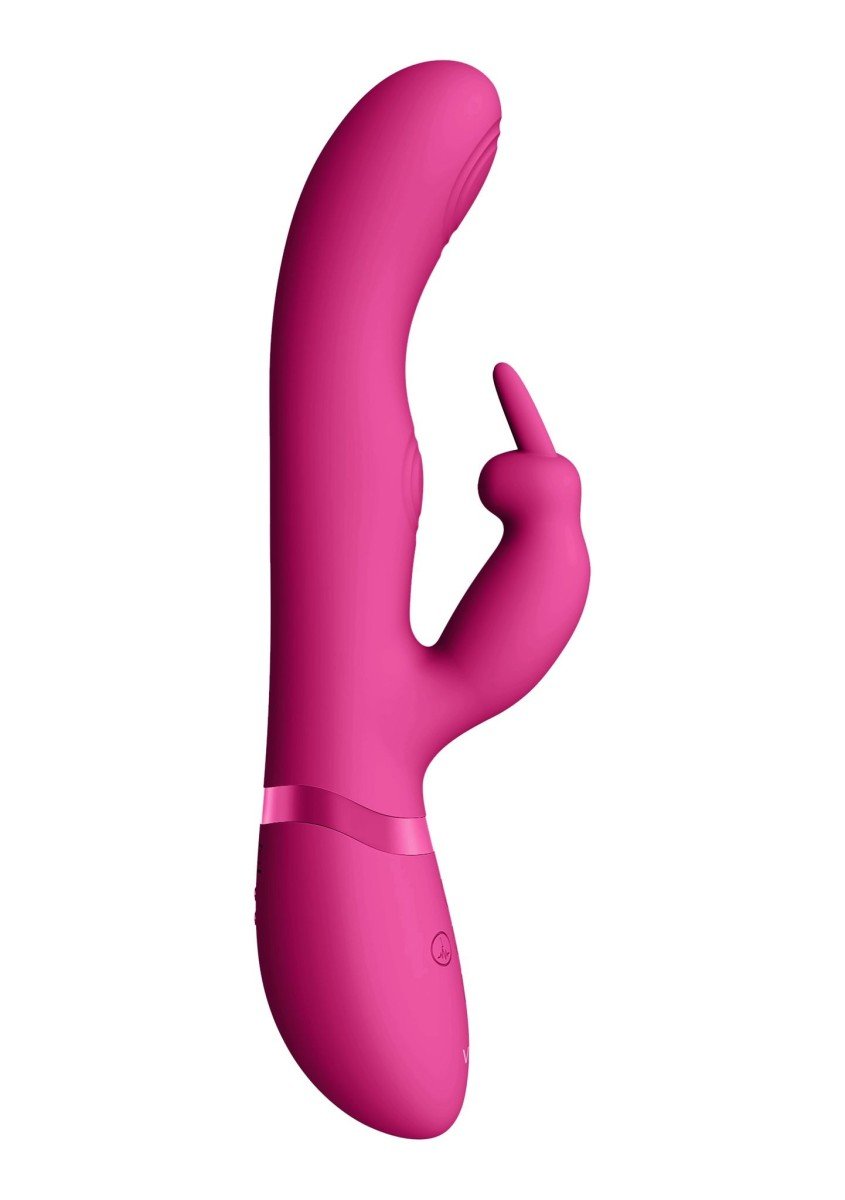 Rabbit vibrátor Vive May růžový, silikonový vibrátor na bod G a klitoris 22 x 3,2 cm