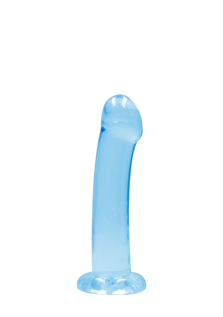 Gelové dildo RealRock Crystal Clear Non Realistic 7″ modré, dildo s přísavkou 19 x 3,5 cm
