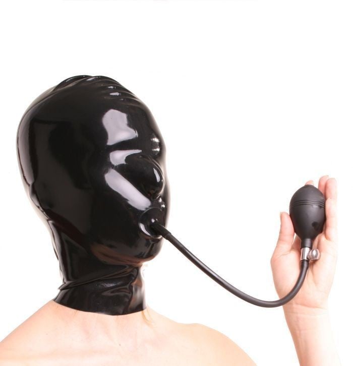 Latexová maska s nafukovacím roubíkem Anita Berg AB4049Z černá M, latexová maska s tloušťkou 0,4 mm