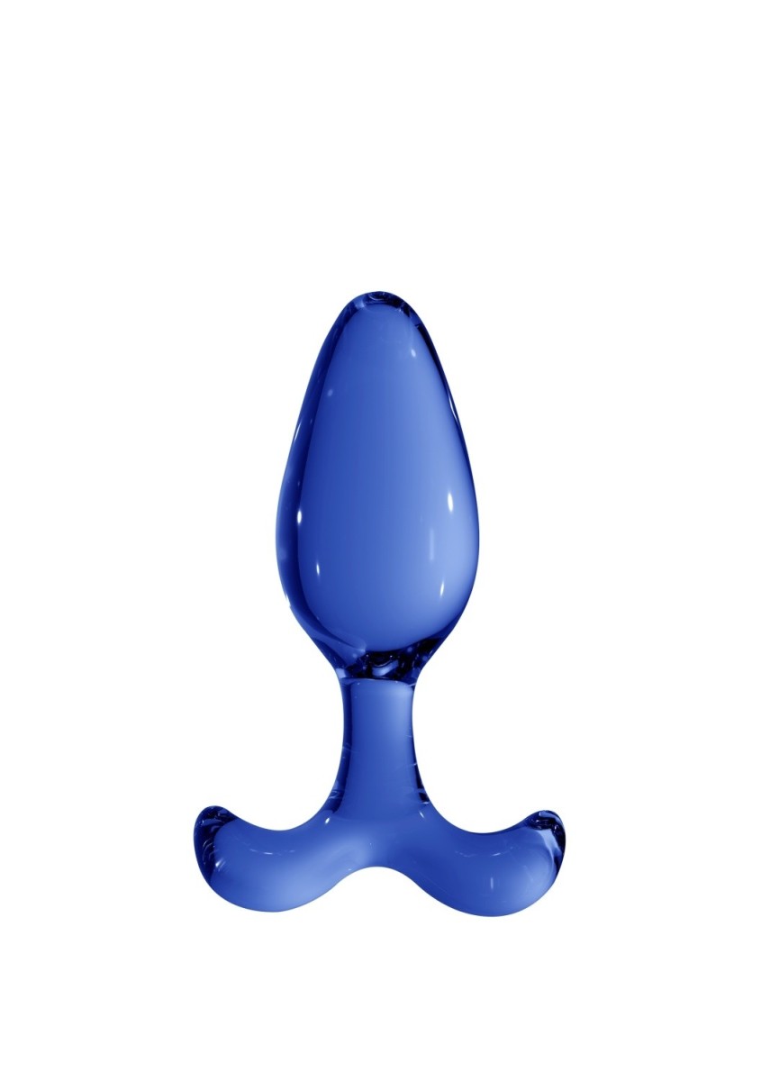 Shots Chrystalino Expert Blue, modrý skleněný anální kolík 11,5 x 3,7 cm
