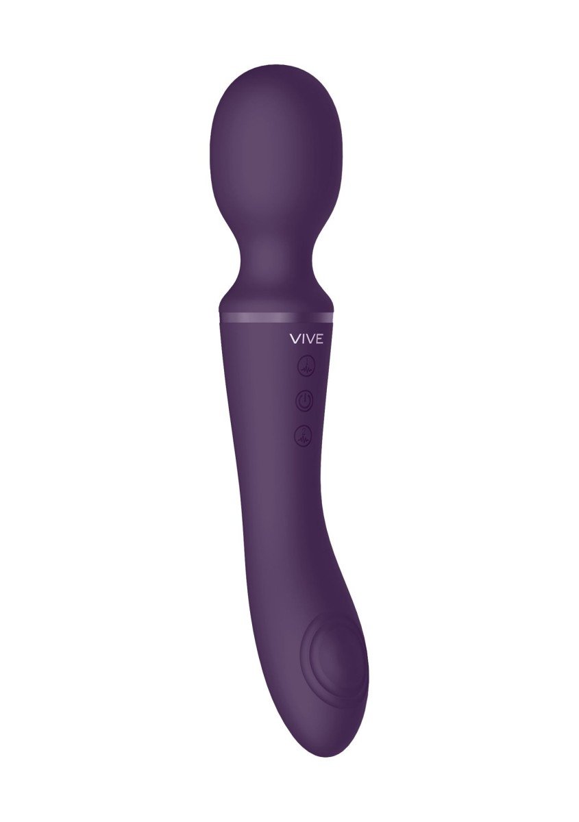 Masážní hlavice Vive Enora fialová, vibrační masážní hlavice a vibrátor s pulzační plochou 22 x 4,2 cm