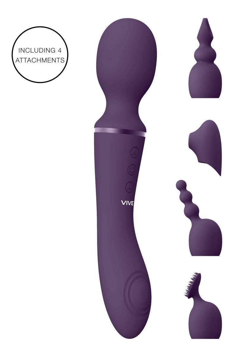Masážní hlavice Vive Nami fialová, vibrátor a masážní hlavice s vyměnitelnými nástavci