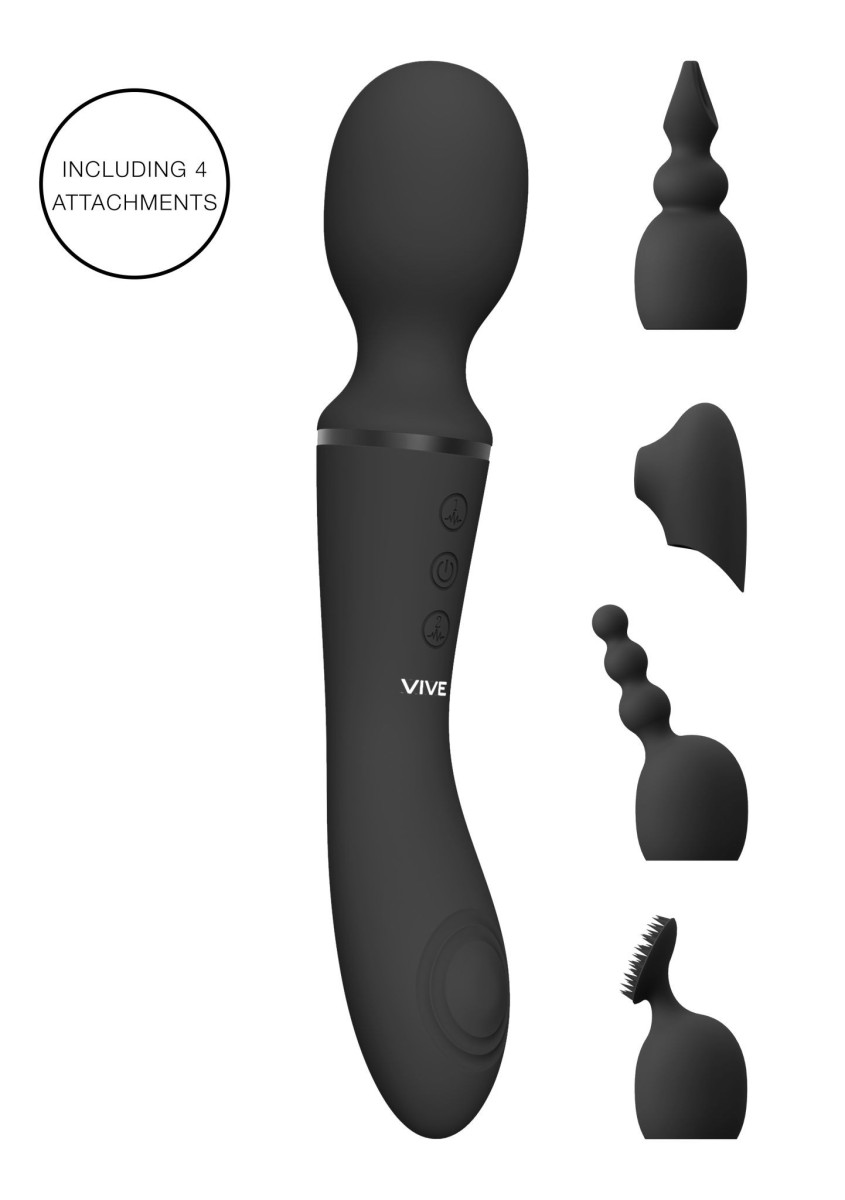 Masážní hlavice Vive Nami černá, vibrátor a masážní hlavice s vyměnitelnými nástavci