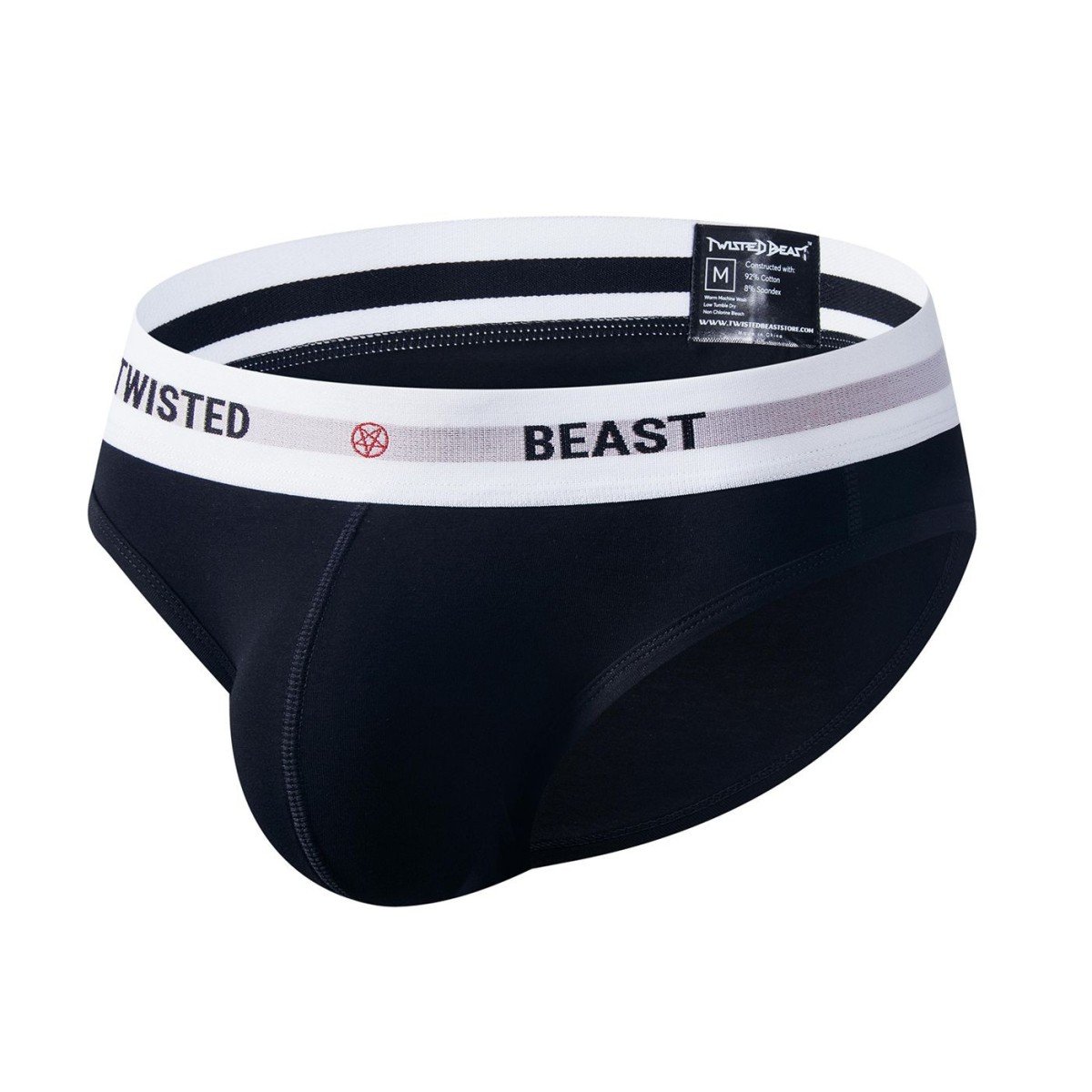 Slipy Twisted Beast Insignia Brief černé XL, pánské bavlněné slipy