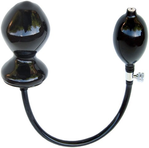 Mister B Inflatable Solid Ball Plug L, černý nafukovací anální kolík s pevným jádrem 10,5 x 5,8 cm