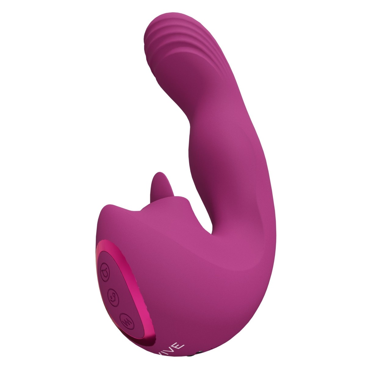 Multifunkční vibrátor Vive Yumi růžový, silikonový vibrátor s pohyblivou hlavou a jazykem 16 x 3,5 cm