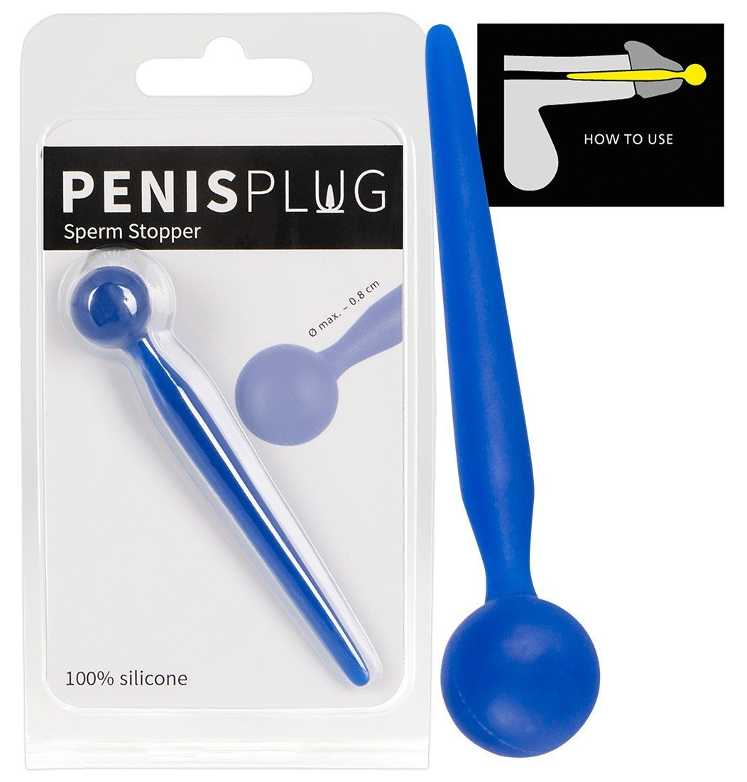 You2Toys Penis Plug Sperm Stopper, modrý silikonový dilatátor 96 x 4–8 mm
