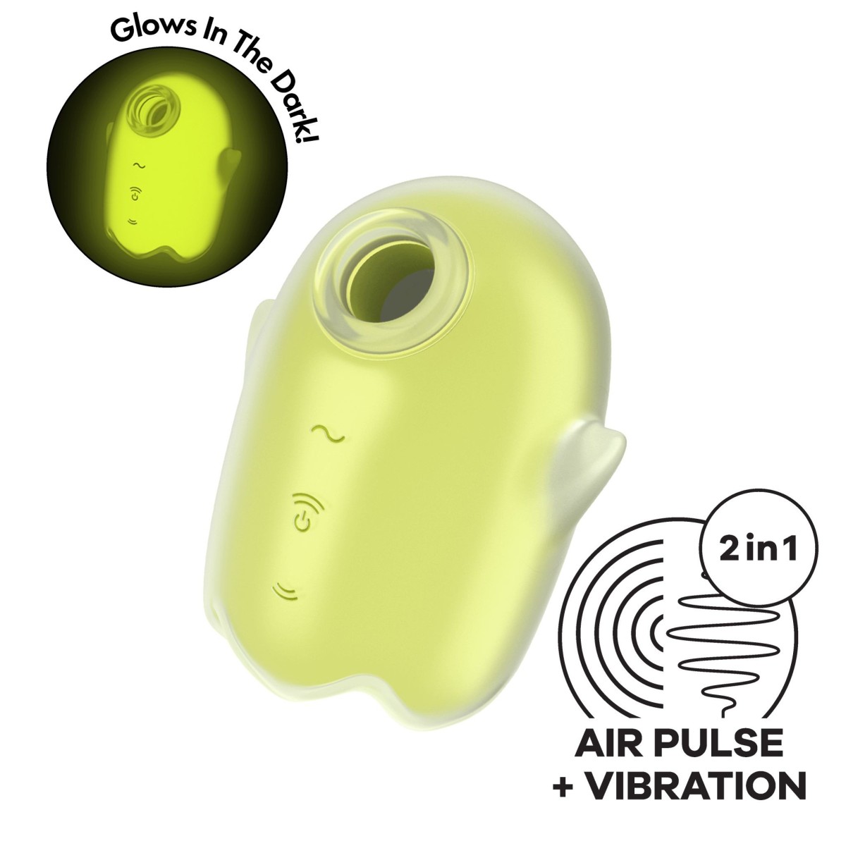 Stimulátor klitorisu Satisfyer Glowing Ghost žlutý, vibrační tlakový stimulátor svítící ve tmě