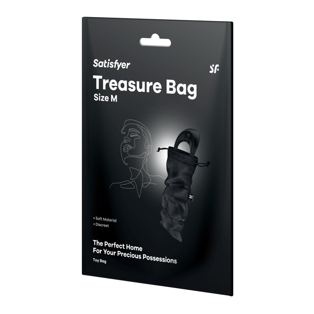 Vak na hračky Satisfyer Treasure Bag M černý, nylonový vak na erotické pomůcky 24 x 12 cm