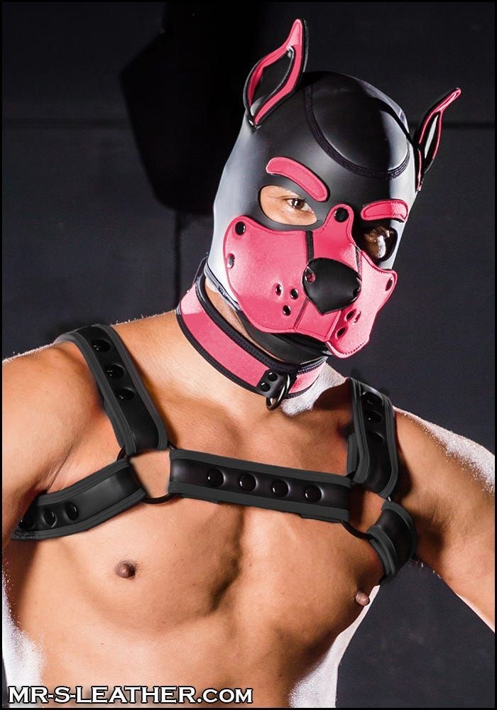 Psí maska Mr. S Leather Neoprene K9 Hood růžová