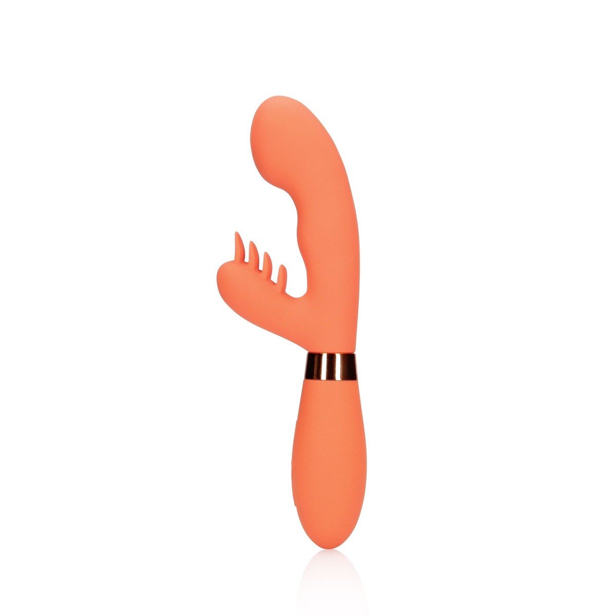 Shots Loveline Silicone Rabbit Vibrator with Ribbed Clitoral Stimulator Glazed Carrots, silikonový vibrátor na bod G a klitoris 20,7 x 3,8 cm