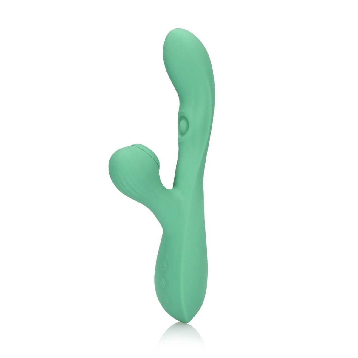 Loveline Pulse Wave and Tongue Flickering Rabbit Vibrator Blue Grass, silikonový vibrátor na bod G a klitoris 22,5 x 3,6 cm