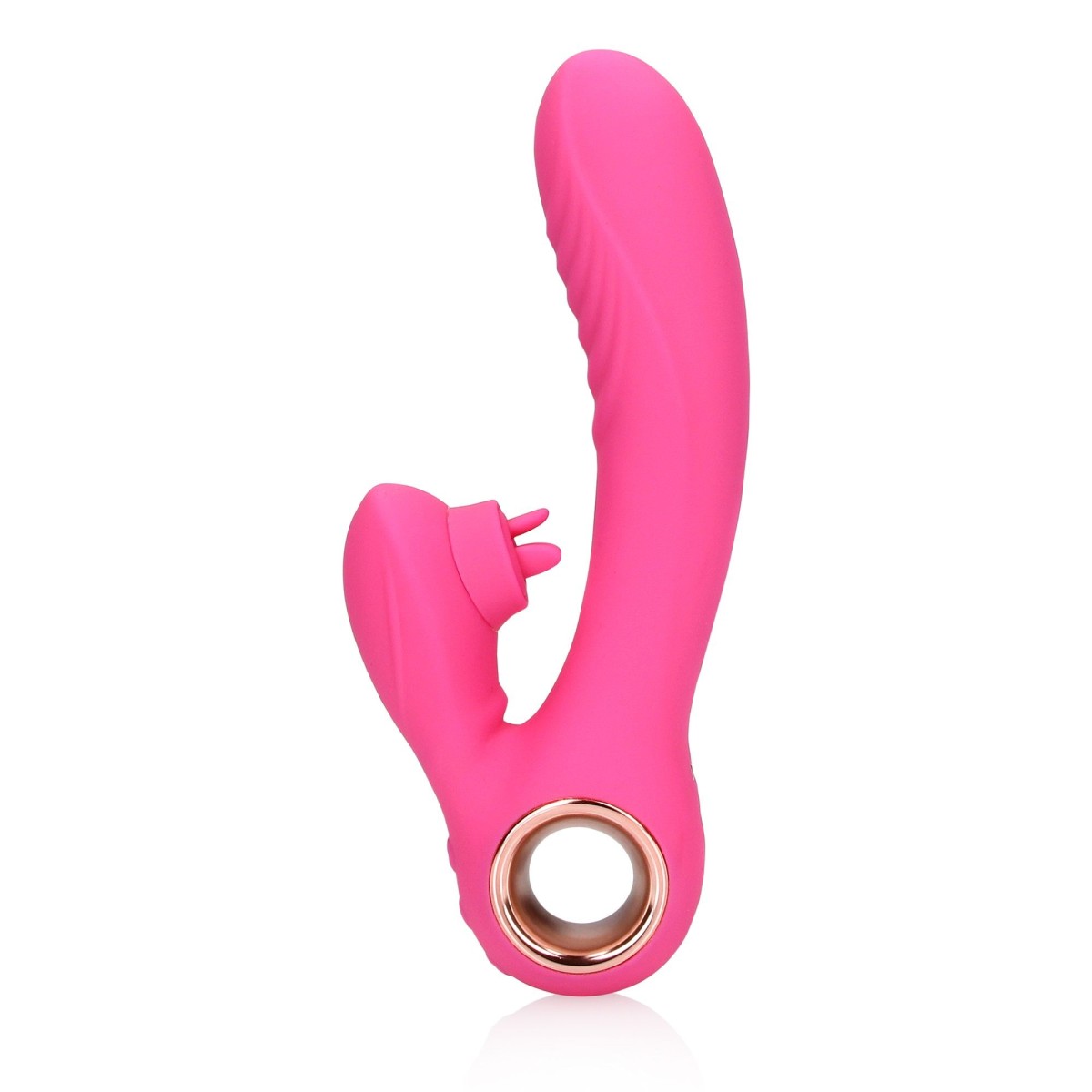 Shots Loveline Tongue Flickering and Heating Rabbit Vibrator Exuberant Pink, vibrátor na bod G a klitoris s vyhříváním 18,5 x 3,5 cm