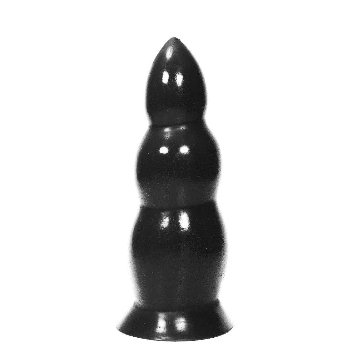 All Black AB37, černé vinylové dildo 23 x 5–8 cm
