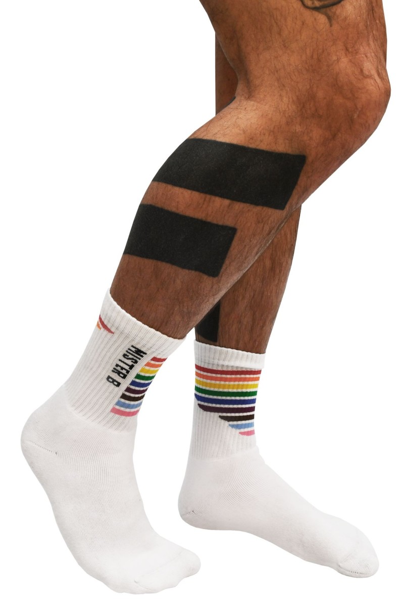 Mister B Pride Crew Socks White