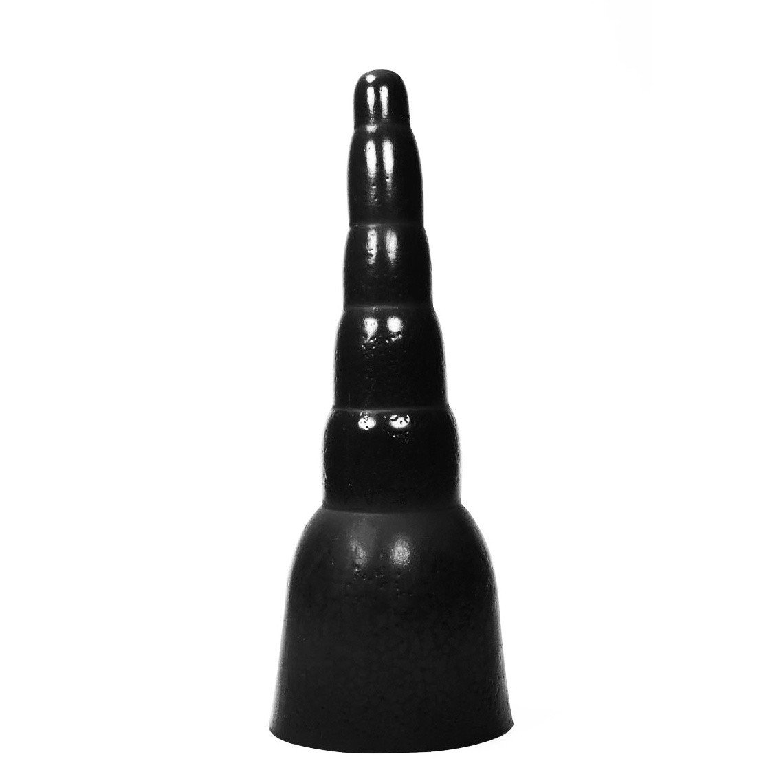 All Black AB18, černé vinylové dildo 33 x 2,7–11,5 cm