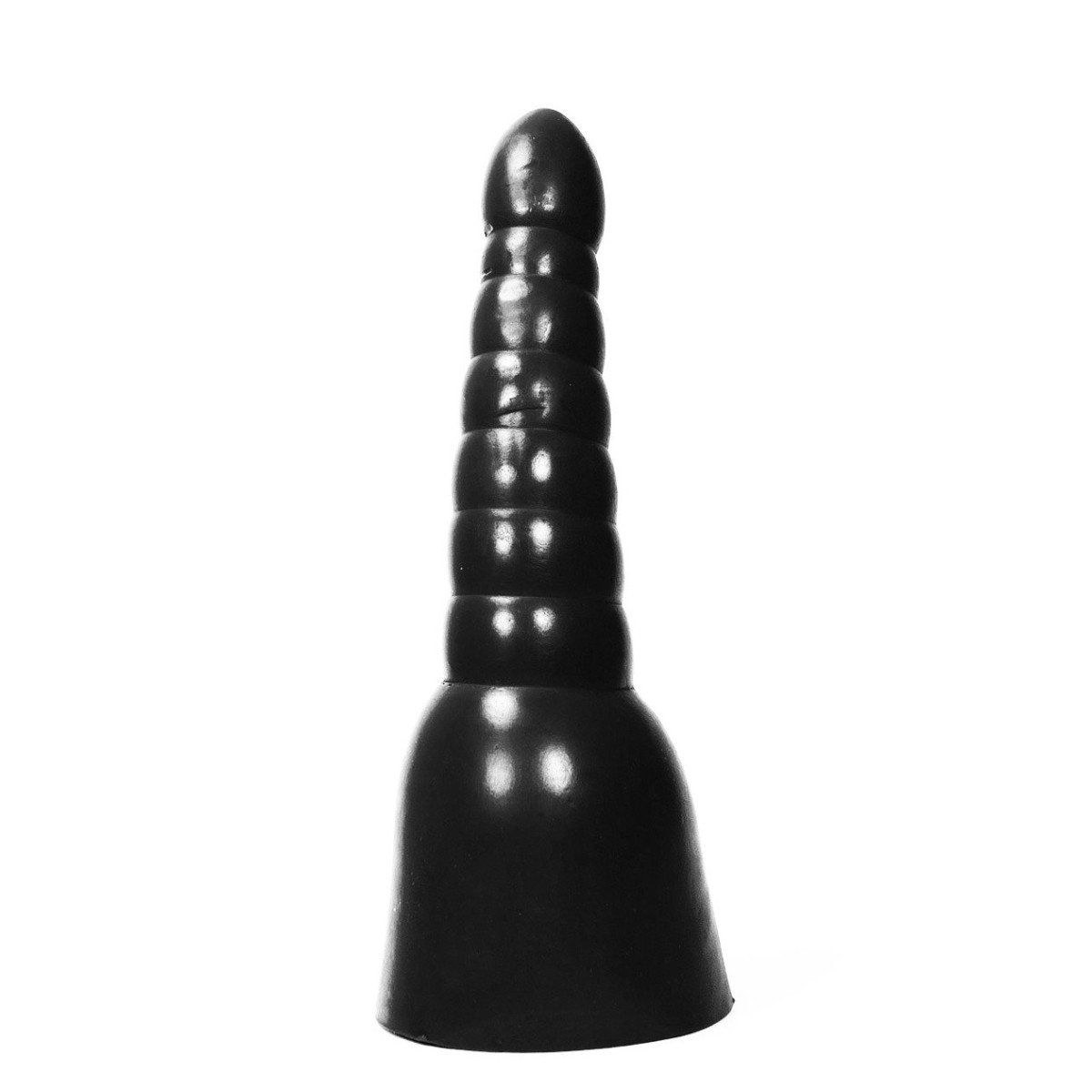 All Black AB17, černé vinylové dildo 33 x 4,5–11 cm