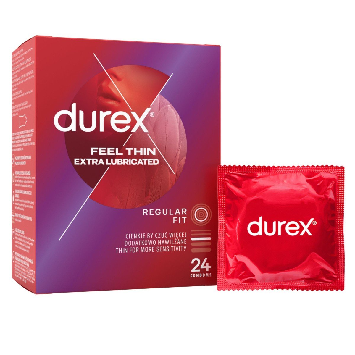 Kondómy Durex Feel Thin Extra Lubricated 24 ks