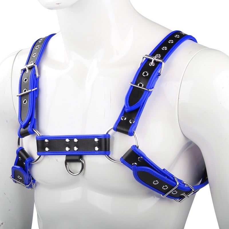 Postroj Slave4master Chest Harness černo-modrý