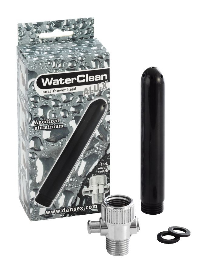 Dansex WaterClean Alu-X, černá sprchová hlavice z eloxovaného hliníku 13 x 2,1 cm