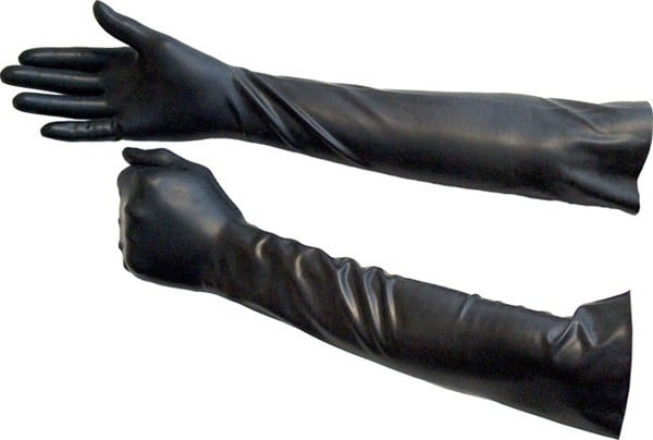 Gumové rukavice nad loket Mister B černé S, dlouhé silné rukavice pro fisting