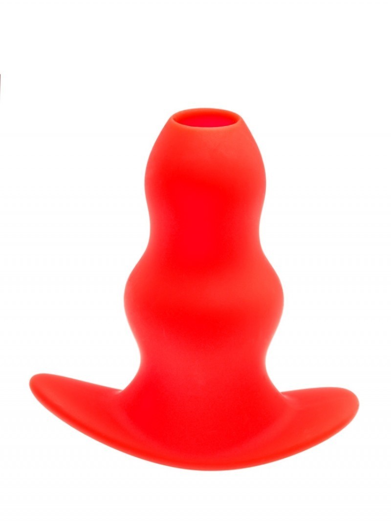 M&K Stretch Hole B, červený silikonový dutý anální kolík 13 x 6 cm