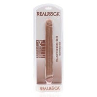 Obojstranné dildo RealRock Straight Slim Double 12″ Tan