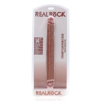 Oboustranné dildo RealRock Straight Slim Double 14″ Tan