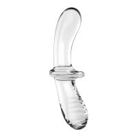 Sklenené dildo Satisfyer Double Crystal priehľadné