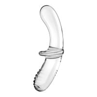 Skleněné dildo Satisfyer Double Crystal průhledné