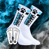 Sneakfreaxx Woof Puppy Socks White-Blue