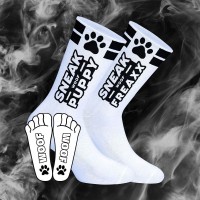 Ponožky Sneakfreaxx Woof Puppy čierno-biele