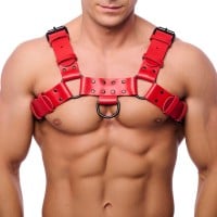 The Red Bulldog Leather Harness Red