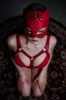 Karess Selina Leather Cat Mask Red