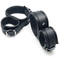 The Red Hand-Foot Leather Restraints Black